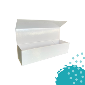 Caja plegable de cartón rígido con cierre de imán | tamaño 12.5" x 3.25" x 3." | Blanco brillante | 1 pieza