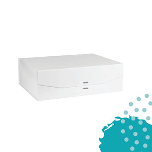 Caja plegable de cartón rígido con cierre de imán | tamaño 16" x 14" x 5.3" | Blanco