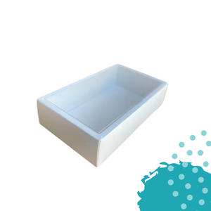 Caja de cartón rectangular con tapa de acetato | tamaño 10" x 6" x 2.5" | Blanco | 12 piezas