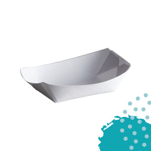 Platito en forma de bote | tamaño 5.25" x 3.5" x 1.25" | 8 onzas |Blanco | 25 piezas