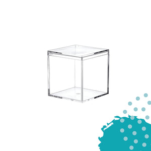 Caja de acrílico transparente con bisagra | tamaño 1,75" x 1,75" x 1,75" | 12 piezas