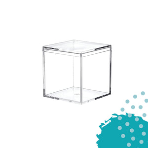 Caja de acrílico transparente con bisagra | tamaño 2" x 2" x 2" | 12