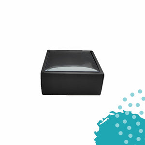 Caja de cartón cuadrada con tapa de acetato | tamaño 3.5" x 3.5" x 1.5" | Negro<br>12 piezas