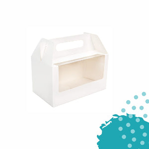 Caja de cartón rectangular "to go" con ventana | Tamaño 7" x 4" x 4" | Blanco | 12 piezas